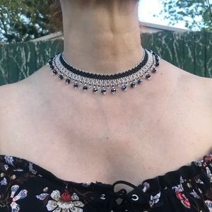 Handwoven crystal and seed beads necklace